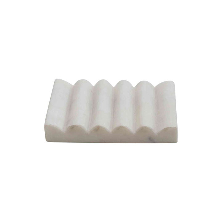 CARVED MARBLE SOAP DISH, WHITE