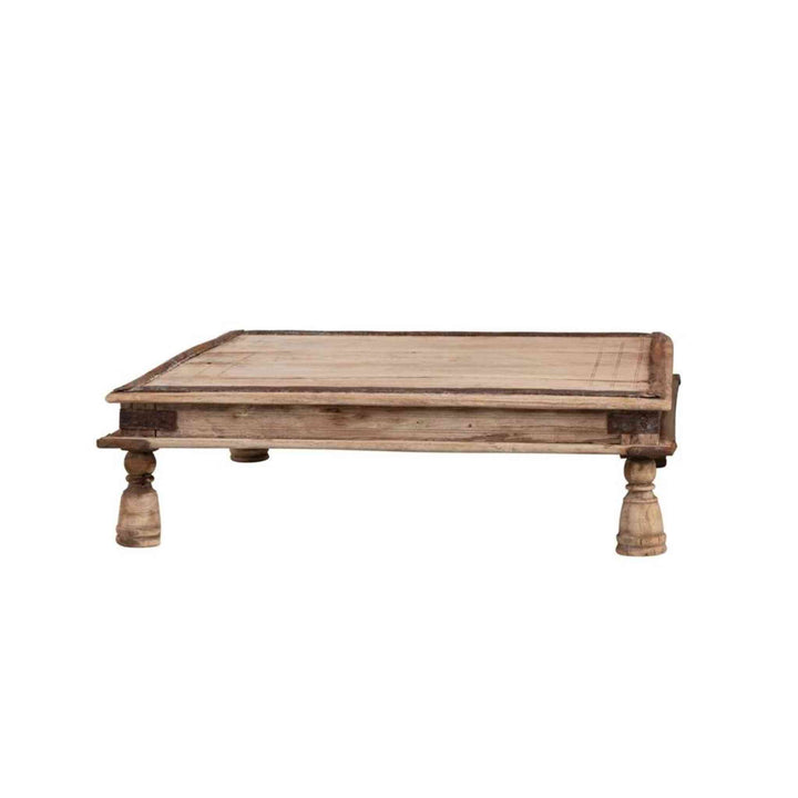 FOUND WOOD INDIAN DINING TABLE/PEDESTAL