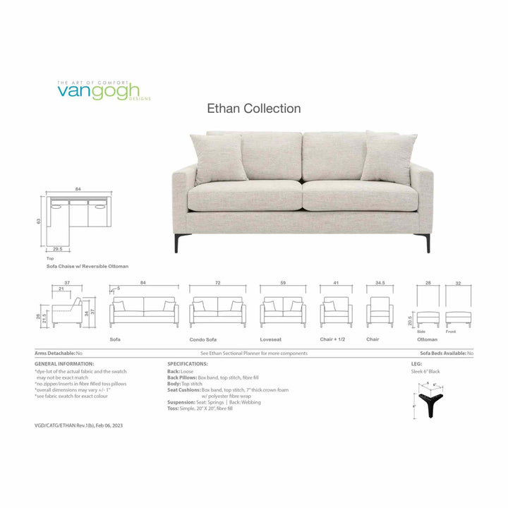 *IN STOCK* ETHAN CONDO SOFA, GR.10, ZEN CANVAS