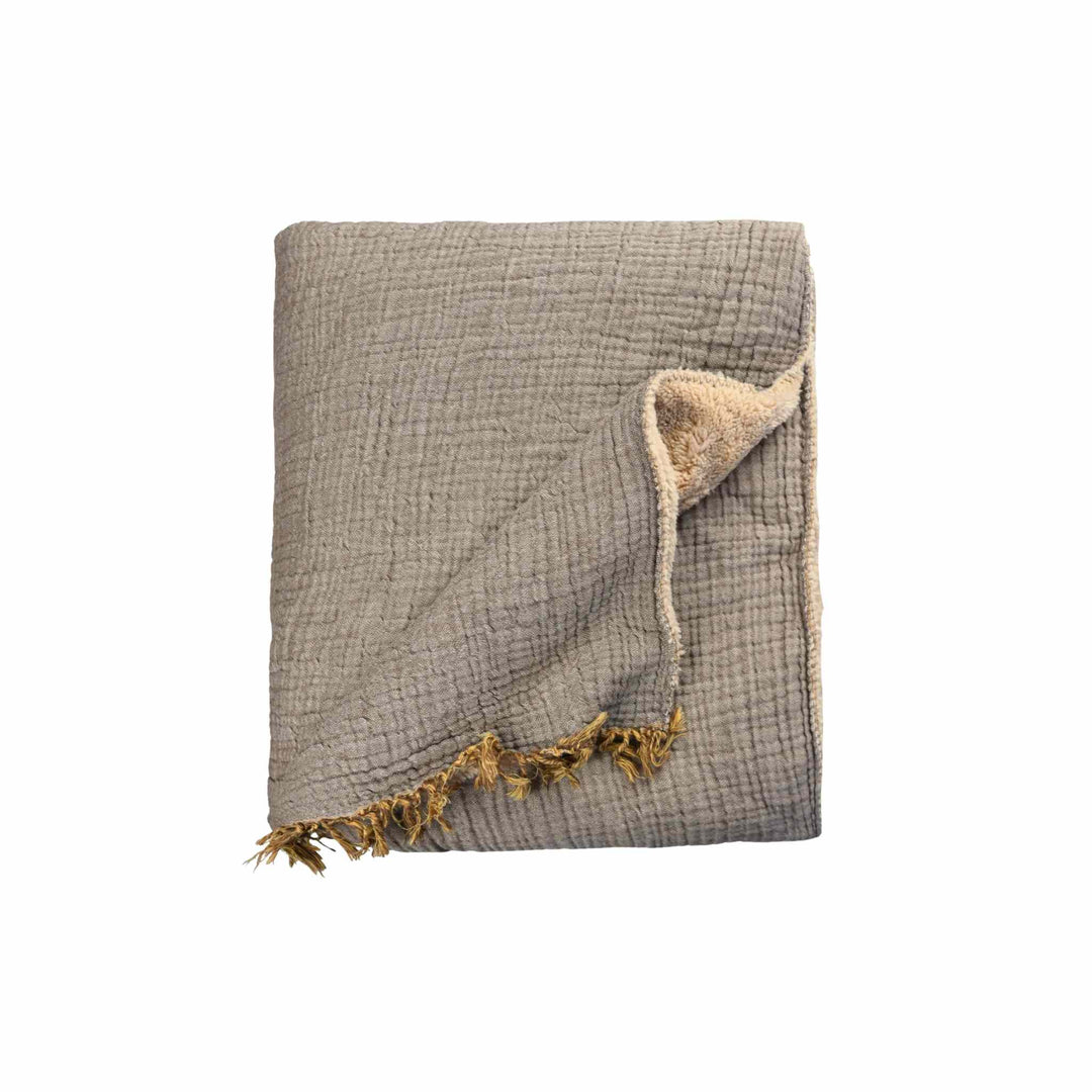 CRINKLE FLEECE LINED THROW