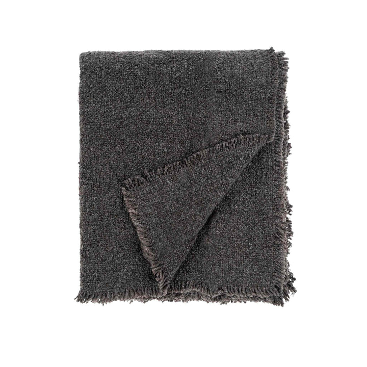 FRINGED BOUCLE THROW, CHARCOAL