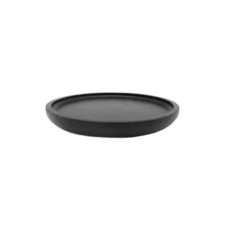 BLACK WOOD TRAY, ROUND