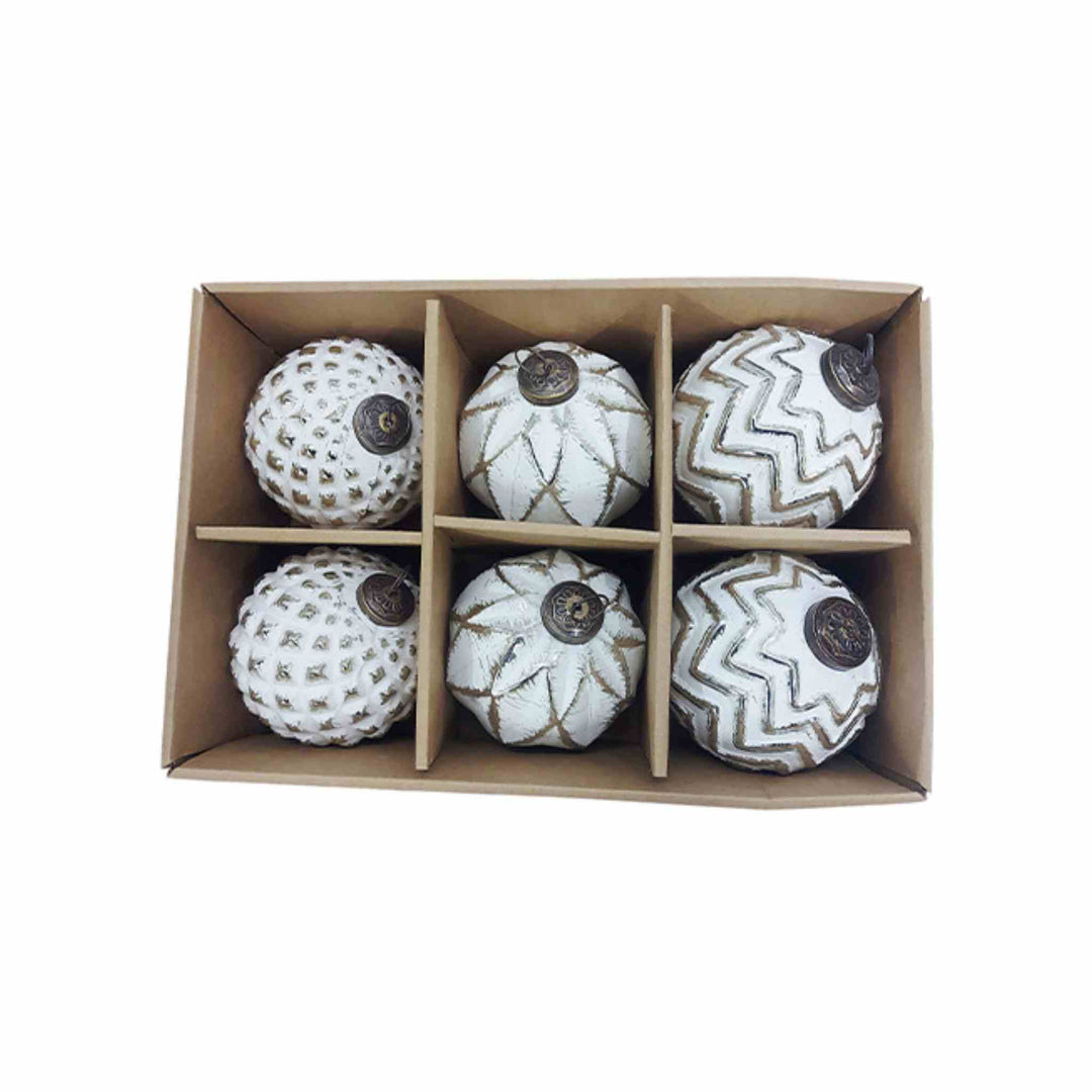 WHITE CHRISTMAS ORNAMENTS, 4"
