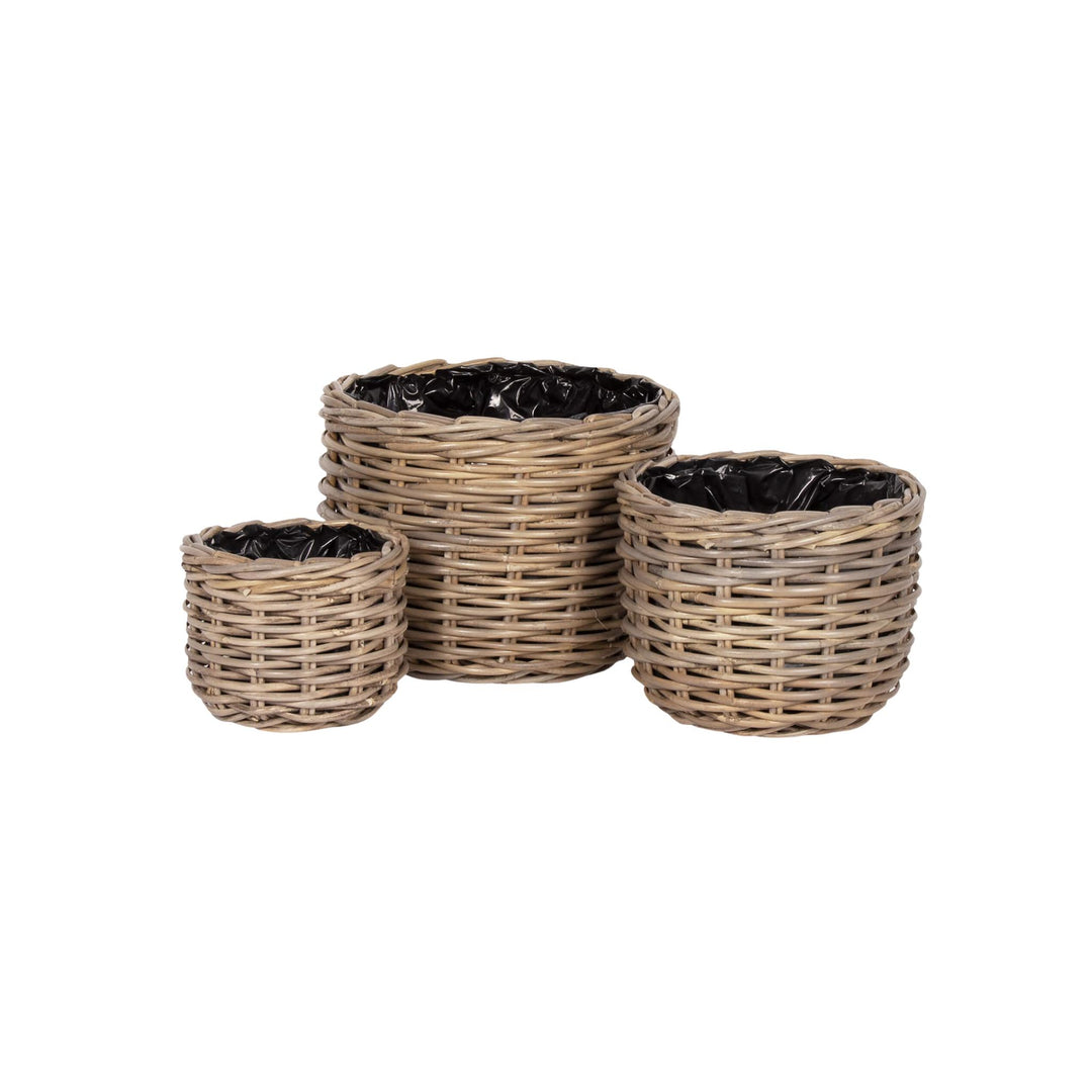 KUBU ROUND PLANTERS, LINED