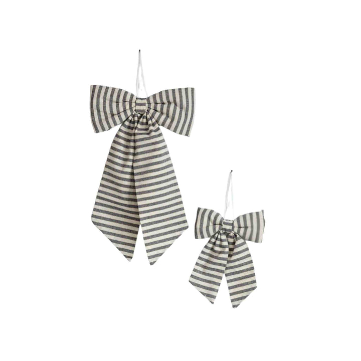 STRIPED CHARCOAL W/GOLD BOW