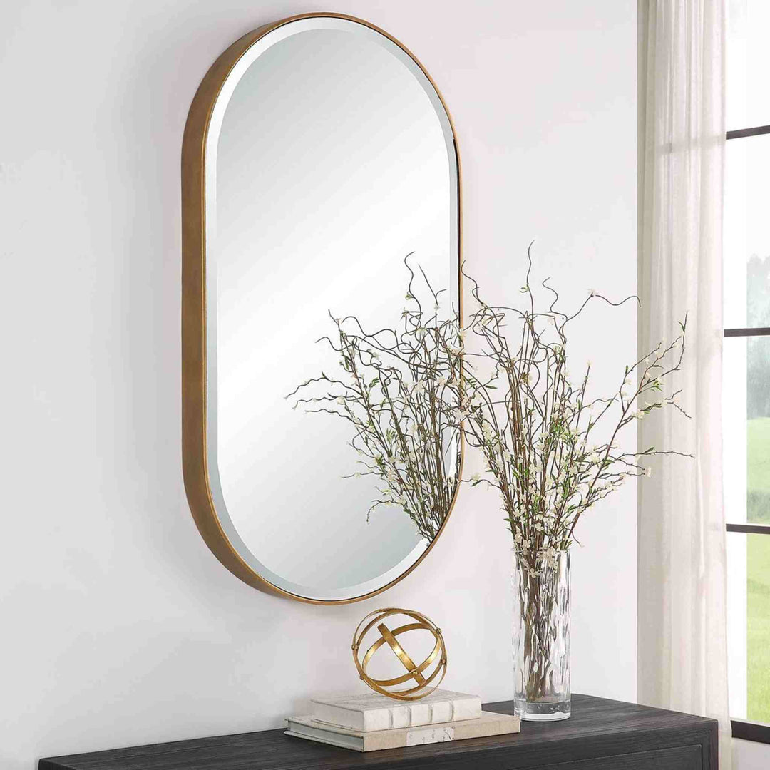 LEVI OVAL MIRROR, GOLD