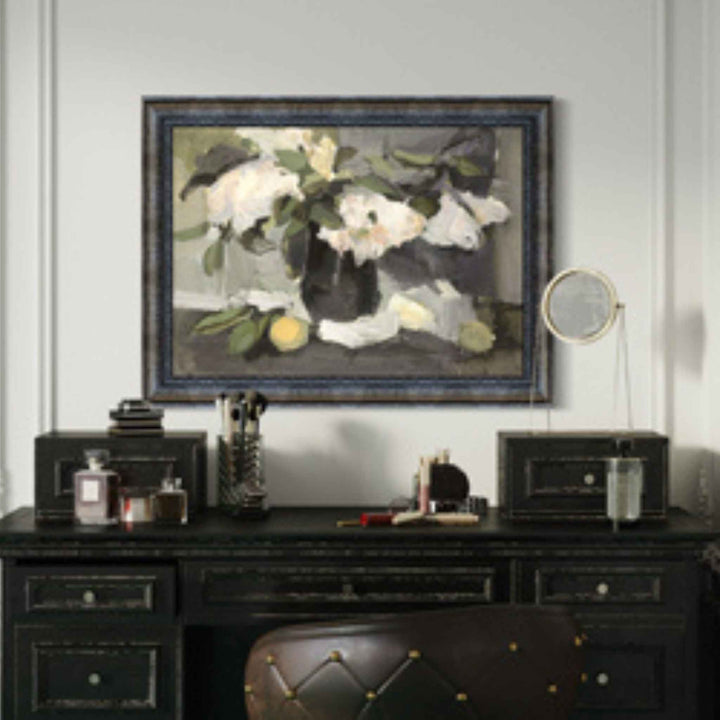 STILL LIFE WITH PEONIES, FRAMED CANVAS