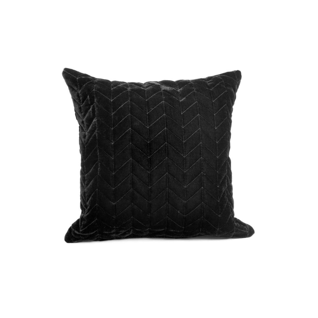 QUILTED COTTON CUSHION, BLACK