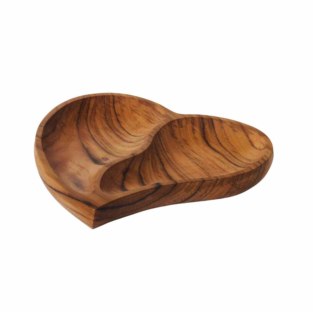 DIVIDED HEART WOODEN BOWL