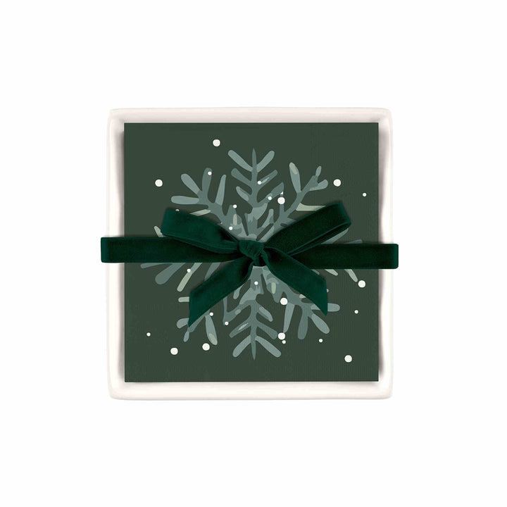 CERAMIC TRAY, NAPKINS SNOWFLAKE