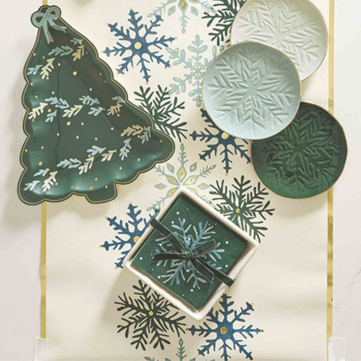 CERAMIC TRAY, NAPKINS SNOWFLAKE