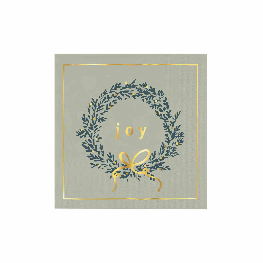 CERAMIC TRAY+ NAPKINS, JOY WREATH