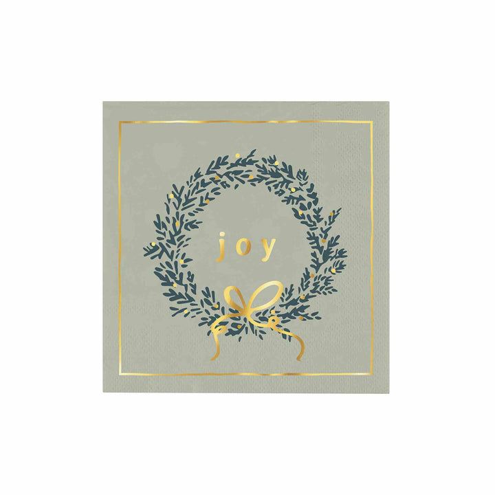 CERAMIC TRAY+ NAPKINS, JOY WREATH