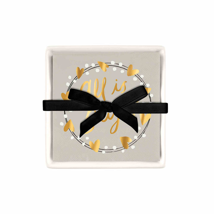 CERAMIC TRAY+ NAPKINS, ALL IS BRIGHT