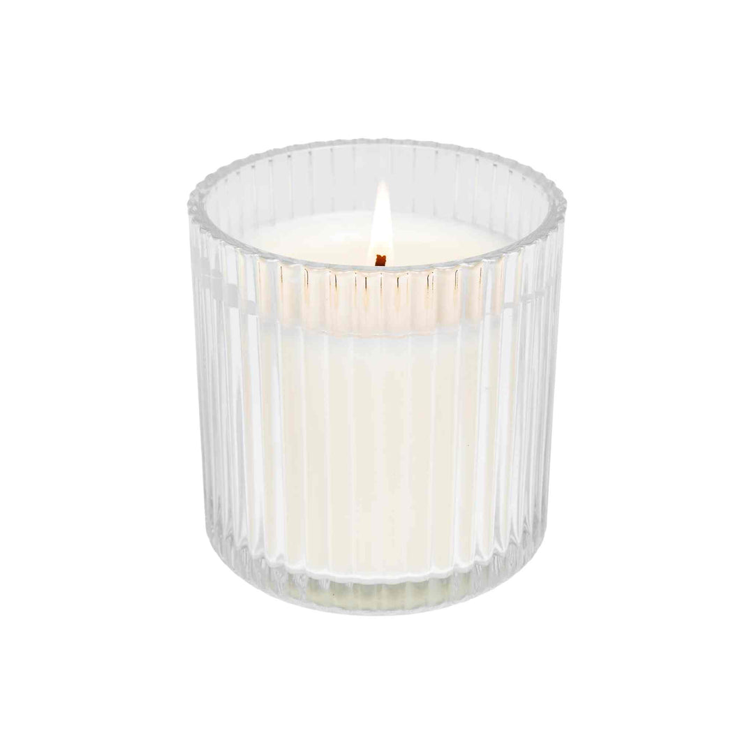 CASHMERE AND VANILLA SOY CANDLE, RIBBED JAR