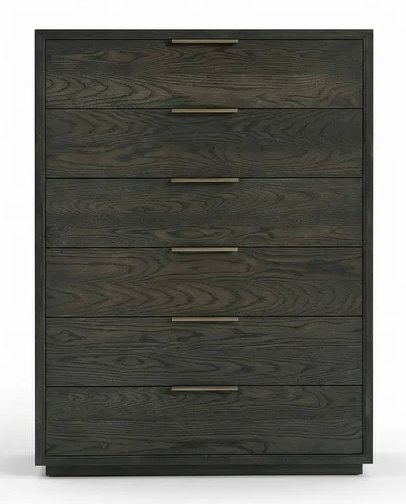 ZENITH 6 DRAWER CHEST, MISTY GREY, BLACK HARDWARE