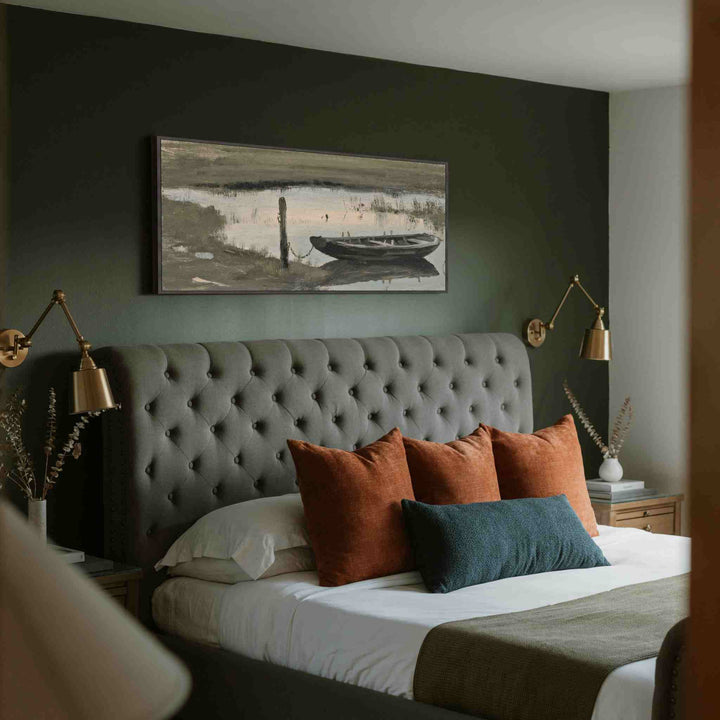 THE WAITING BOAT, FRAMED ART
