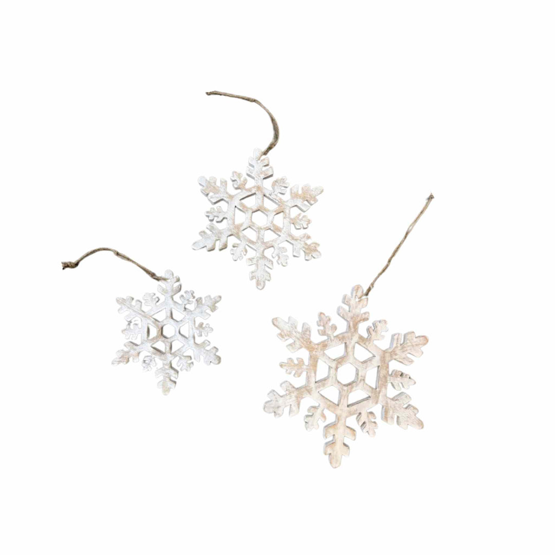 HANGING MANGO WOOD SNOWFLAKE