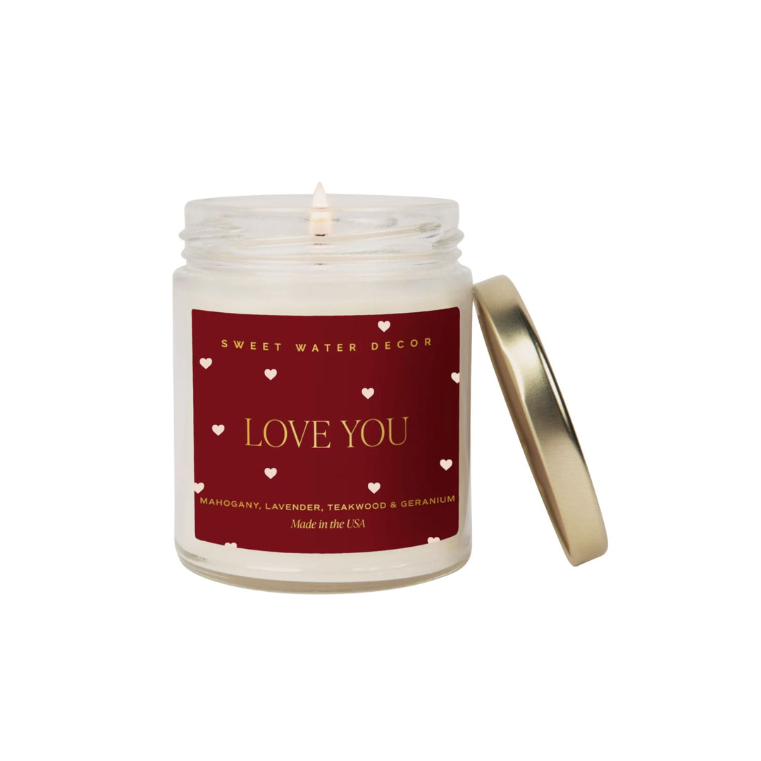 LOVE YOU SOY CANDLE, CLEAR JAR, 9 OZ