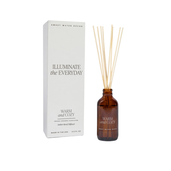 WARM AND COZY REED DIFFUSER, AMBER JAR, 3.5 OZ