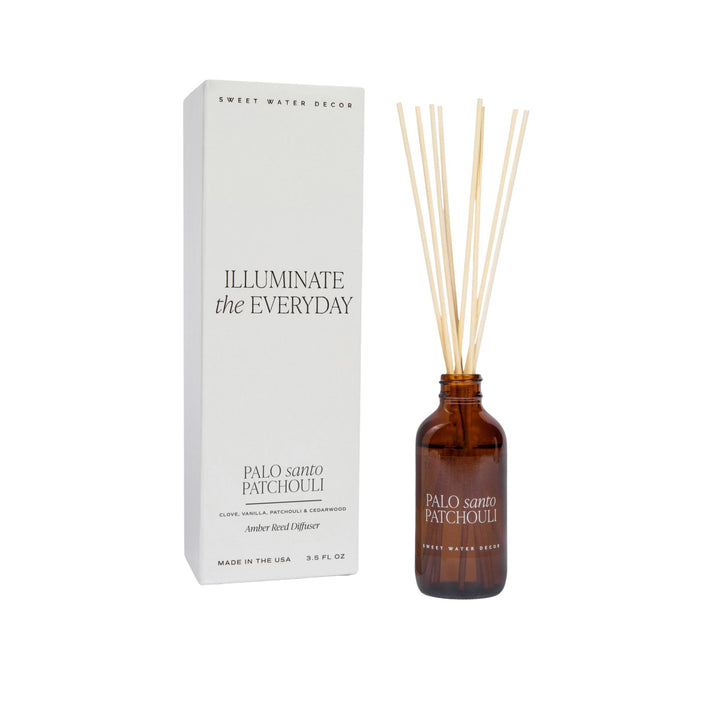 PALO SANTO PATCHOULI REED DIFFUSER, AMBER JAR