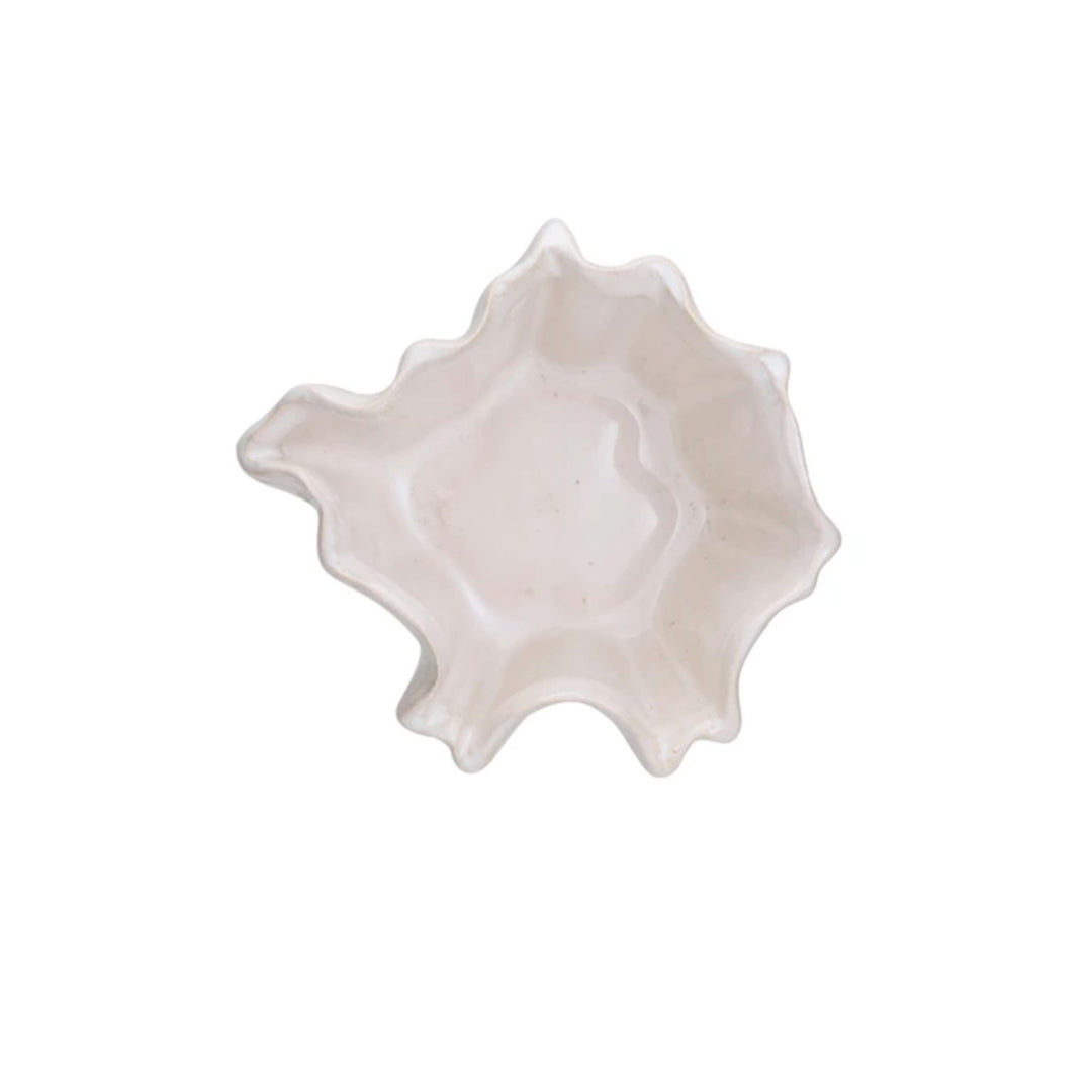 STONEWARE PLEATED BOWL, WHITE