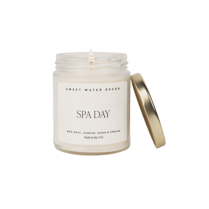 SPA DAY SOY CANDLE, CLEAR JAR, 9OZ