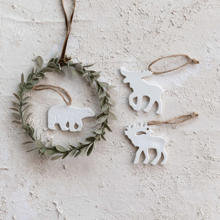 STONEWARE ARCTIC ANIMAL ORNAMENT