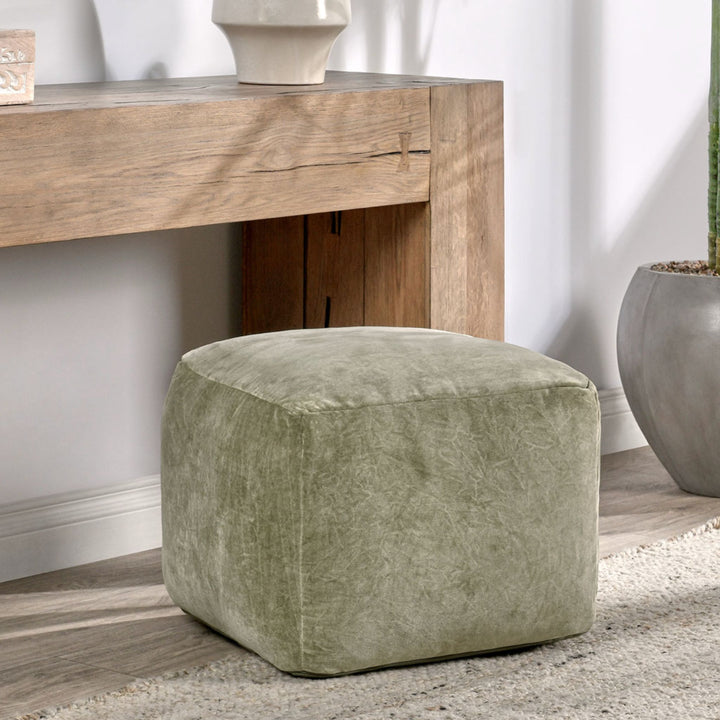 HEIRLOOM VELVET POUF, MOSS