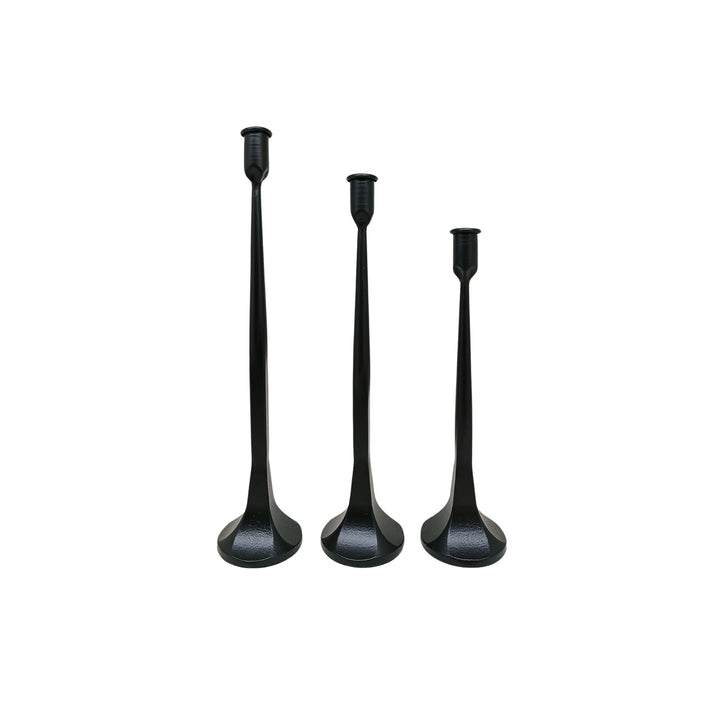 CAST IRON TAPER HOLDERS, BLACK