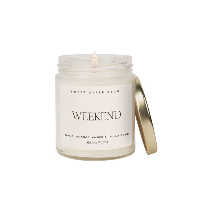 WEEKEND SOY CANDLE, CLEAR JAR, 9OZ