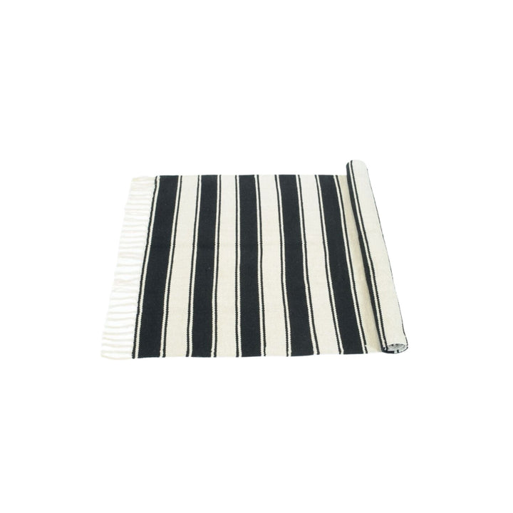 STRIPED RUG, BLACK/WHITE