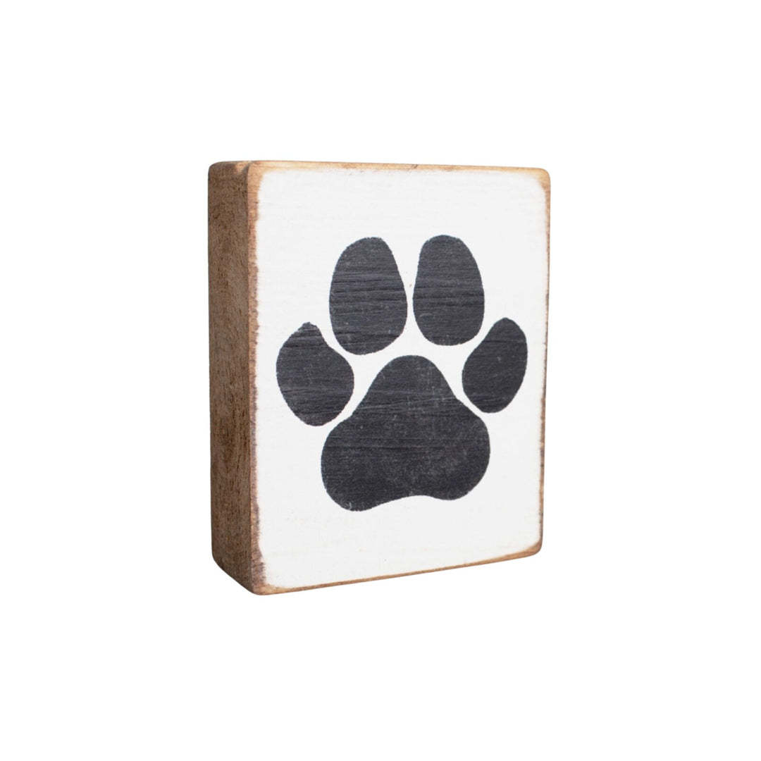 PAW PRINT DECORATIVE WOODEN BLOCK