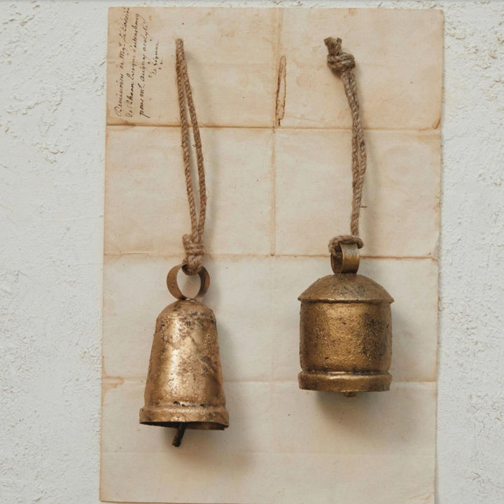 BELL ORNAMENT, ANTIQUE BRASS, ASSORTED