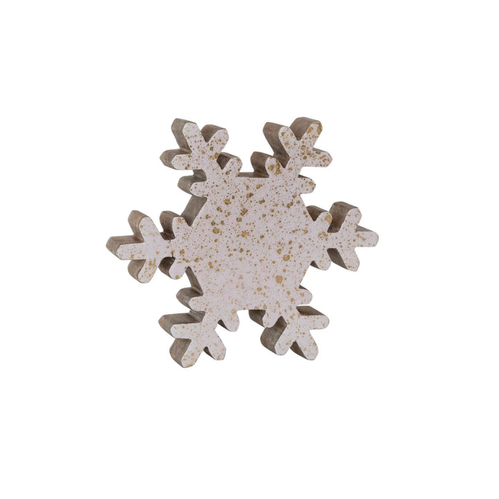 ENAMELED SNOWFLAKE, CREAM/GOLD