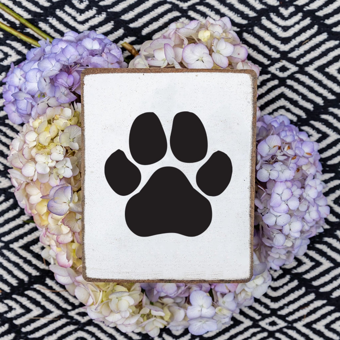 PAW PRINT DECORATIVE WOODEN BLOCK