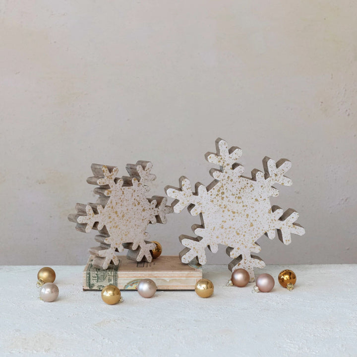 ENAMELED SNOWFLAKE, CREAM/GOLD