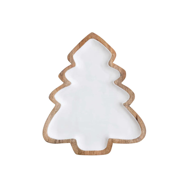 ENAMEL TREE TRAY, WHITE/NATURAL