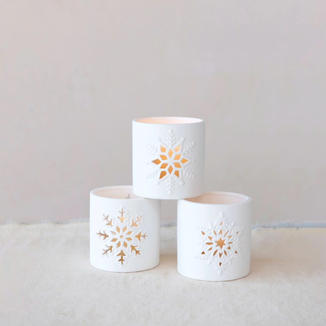 SNOWFLAKE TEALIGHT HOLDER, ASSORTED