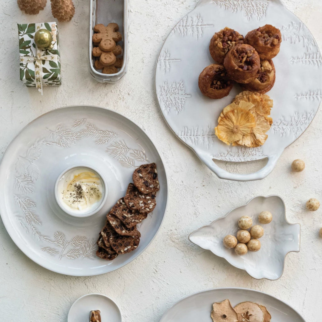 TREE SHAPED STONEWARE PLATE