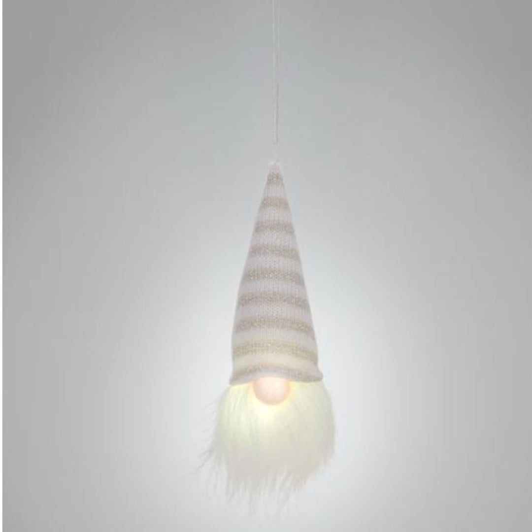 LED GNOME ORNAMENT, STRIPED HAT