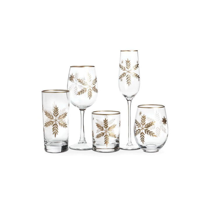 SNOWFLAKE GLASSWARE, GOLD