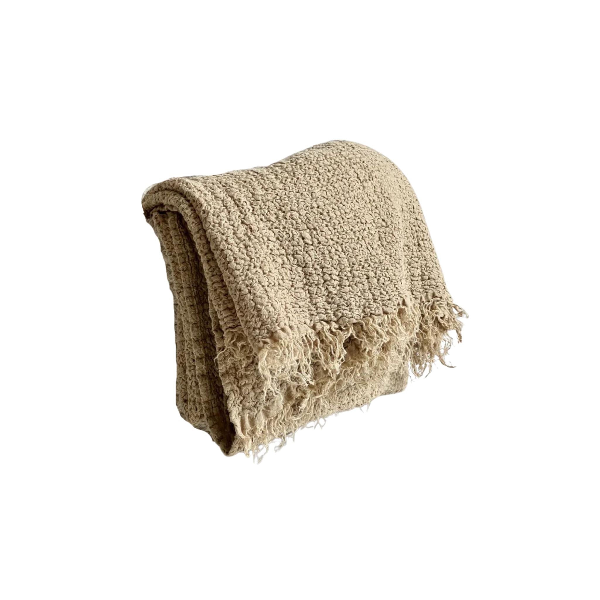 Butternut Color Throw NANTUCKET LINEN THROW, PALE CHESTNUT – The Room Collection