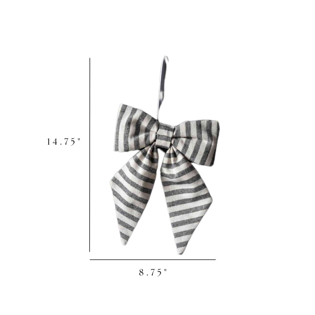 STRIPED CHARCOAL W/GOLD BOW