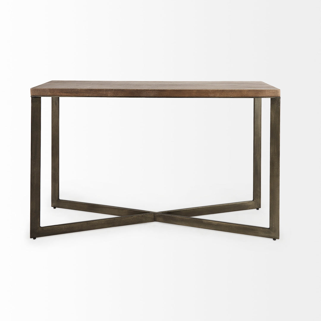 FAIRE CONSOLE TABLE, BROWN & METAL