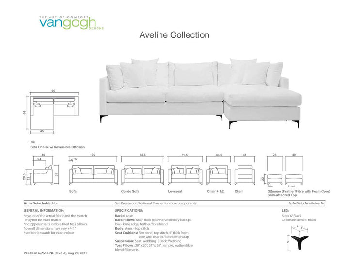 Aveline Sofa/Sectional Collection, customizable