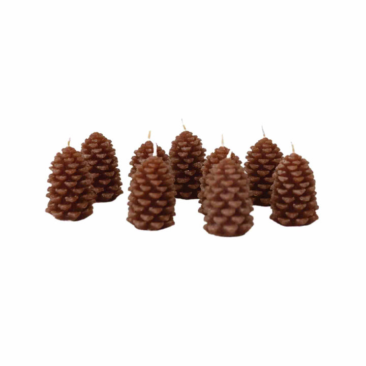 PINECONE TEALIGHTS, UNSCENTED, S/9