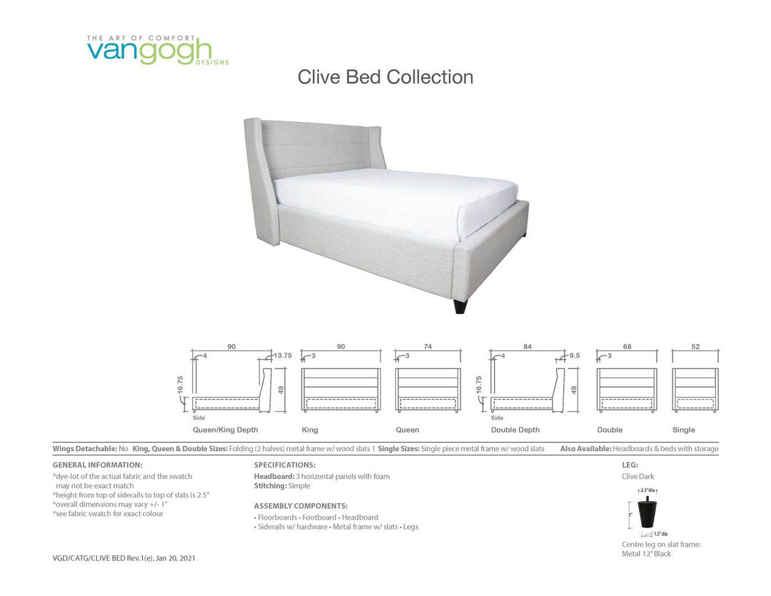 Clive bed collection, customizable