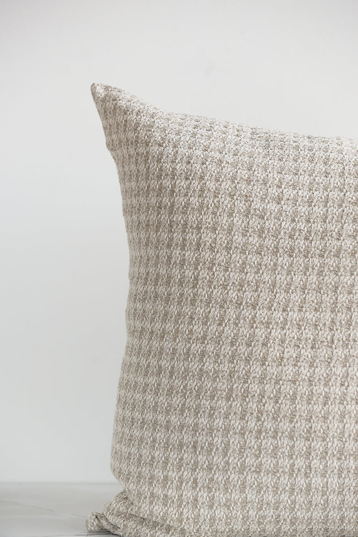 Perth Plaid Linen Pillow, Natural/Off White