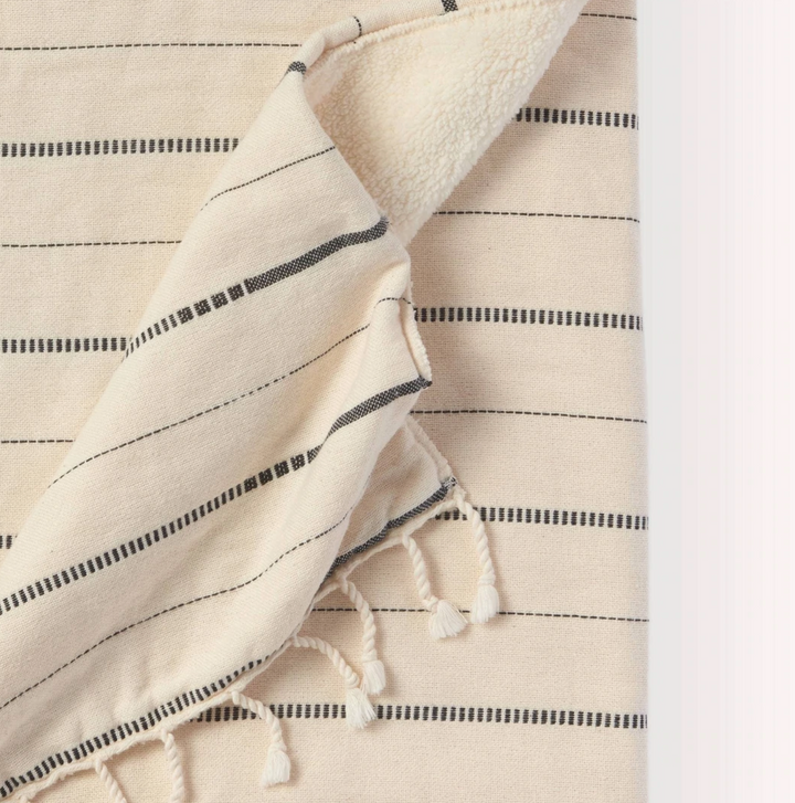 IRENA FLEECE LINED THROW, VANILLA